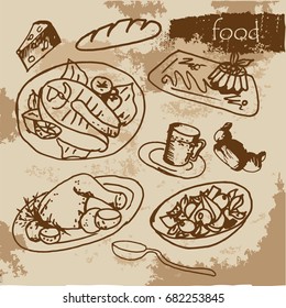 food, sketch, menu