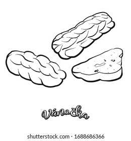 Vánočka food sketch separated on white. Vector drawing of Leavened, usually known in Czech Republic, Slovakia. Food illustration series.