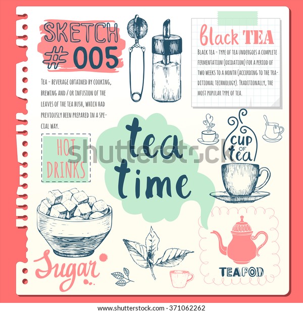 Food Sketchbook Homemade Tea Party Illustrations Stock Vector