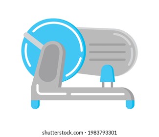 Food slicer flat icon vector. Kitchen small appliances sign. Household tool symbol for app, web. Cooking equipment, metal knife is shown.