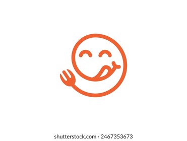 Food Smile Logo Design. Happy Food Circle Form Symbol Vektorgrafik Vorlage