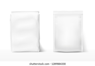 Food snack bags. Vector illustration on white background. Can be use for mockup for your design, presentation, promo, ad. EPS10.