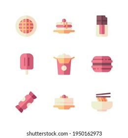 Food and snack Flat Illustration. Food and Snack Icon Set.