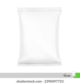 Food snack pillow bag mockup. Hight realistic vector illustration isolated on white background. Easy to use for presentation your product, idea, promo, design. EPS10.