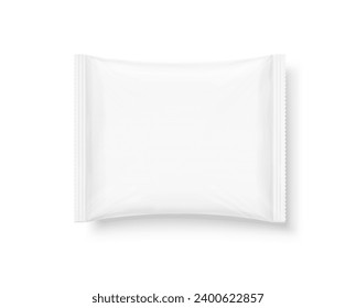 Food snack pillow bag mockup for frozen food and etc. Hight realistic illustration isolated on white background. Can be use for template your design, promo, adv. EPS10.