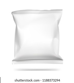 Food snack pillow bag on white background. Vector illustration. Can be use for template your design, promo, adv. EPS10.