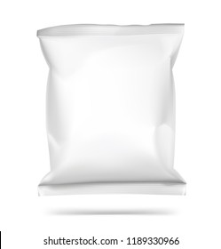 Food snack pillow bag on white background. Vector illustration. Can be use for template your design, promo, adv. EPS10. - Shutterstock ID 1189330966