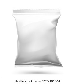Food snack pillow bag on white background. Vector illustration. Can be use for template your design, promo, adv. EPS10.