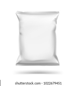 Food snack pillow bag. Vector illustration isolated on white background. Can be use for template your design, promo, adv. EPS10.