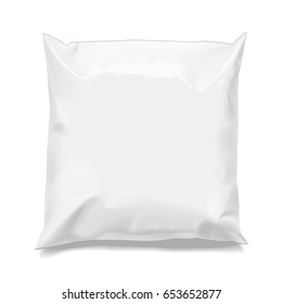 Food snack pillow Realistic package. Polyethylene packing of goods. Mock up for brand template. vector illustration.