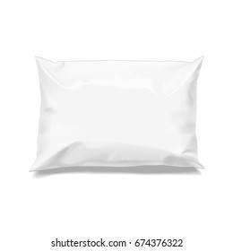 Food snack pillow Small Realistic package. Polyethylene packing of goods. Mock up for brand template. vector illustration.