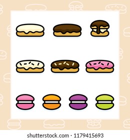 Food, snacks and bakery colored icon set 5