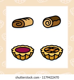 Food, snacks and bakery colored icon set 7