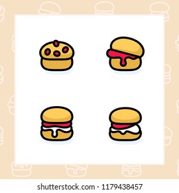 Food, snacks and bakery colored icon set 13