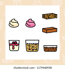 Food, snacks and bakery colored icon set 14