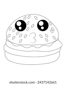 food and snacks coloring book page for kids