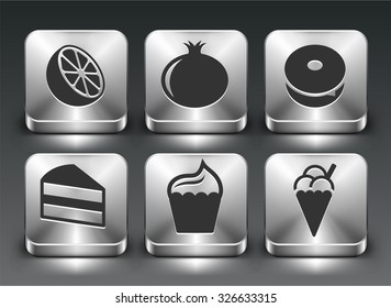 Food and Snacks on Silver Square Buttons
