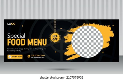 Food  Social Media Banner Design Template for Restaurant
