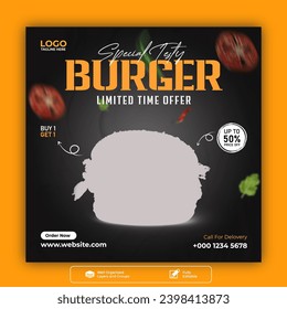 Food social media banner. Editable social media templates for promotions on the Food menu