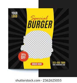 Food social media banner and post design template vector, , modern, template 