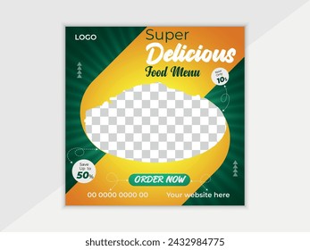 Food social media banner post design vector template