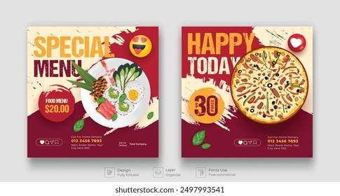 Food social media banner post design template