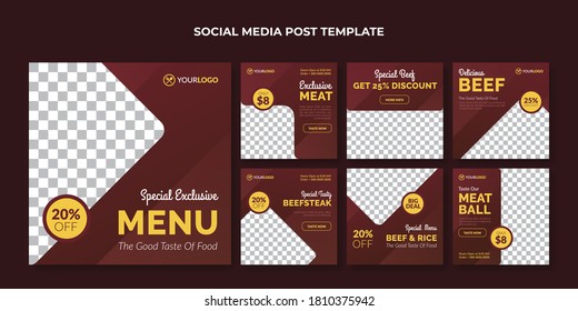 Food social media banner. Food square banner for restaurant and cafe