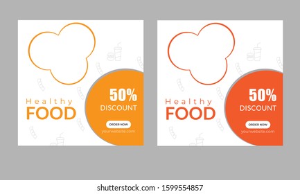 Food social media banners post template set