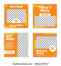 Food social media banners post template set for business promotion