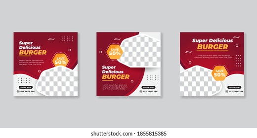 Food social media banners post template set