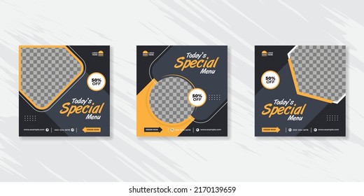 Food social media banners post template set