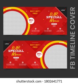 Food Social Media Cover Design Vector