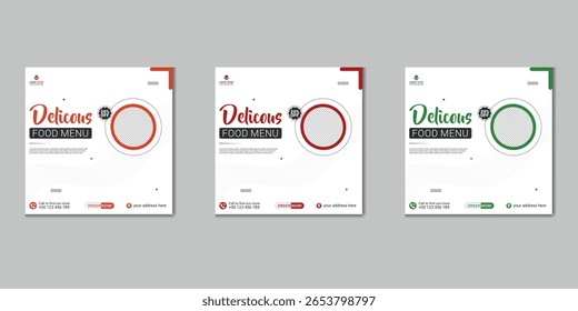 Food social media post ad template and web banner