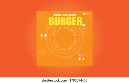 Food social media post or banner. Vector modern layout. Abstract, colorful, clean design template