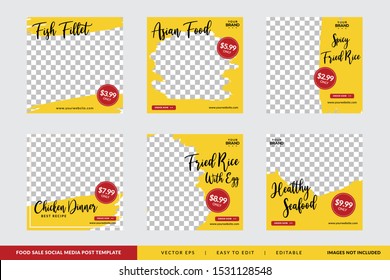 Food social media post design template Premium Vector