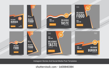 Food Social Media Post Design Template, Instagram Social Media Story Design Template Premium Vector Eps 10
