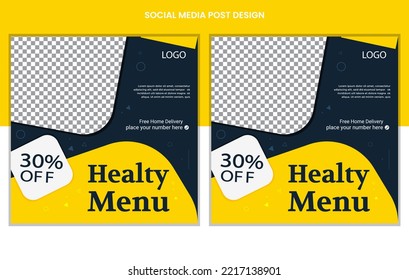 Food Social media post design template, Restaurant Social Media Post Design, Burger Post Design, Menu post design