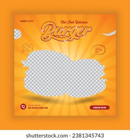 Food social media post design. delicious burger social media post or Instagram post template 