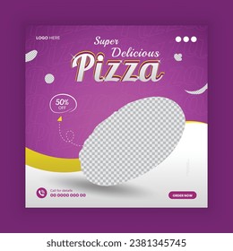 Food social media post design. delicious pizza social media post or Instagram post template 