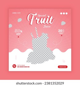 Food social media post design. Special fruit juice social media post or Instagram post template 