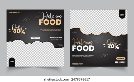 Food Social media post design, set of food social media promo or web banner template design, Food Menu Social Media banner.