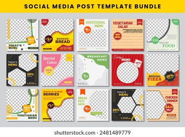 food social media post design template Bundle set