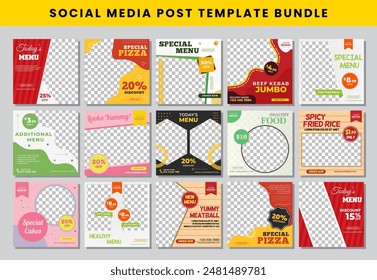 food social media post design template Bundle set