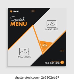 Food social media post design template Premium Vector.