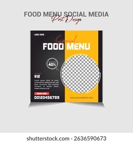 Food social media post design template for your restaurant social handles