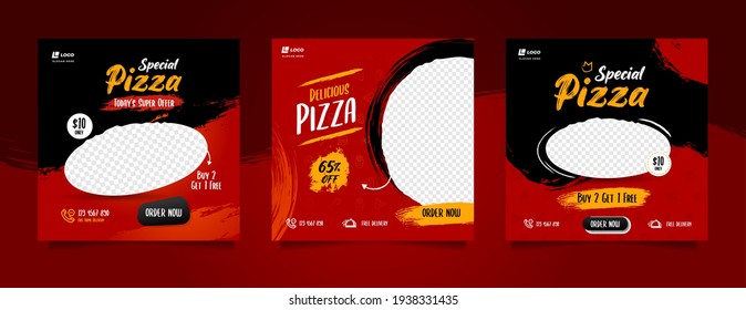 Food Social Media Post And Promotion Banner Design Template. Pizza Banner Design Template.