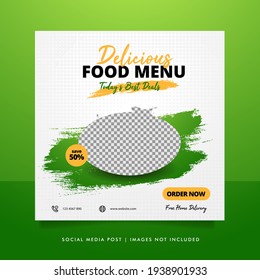 Food social media post and promotion banner design template