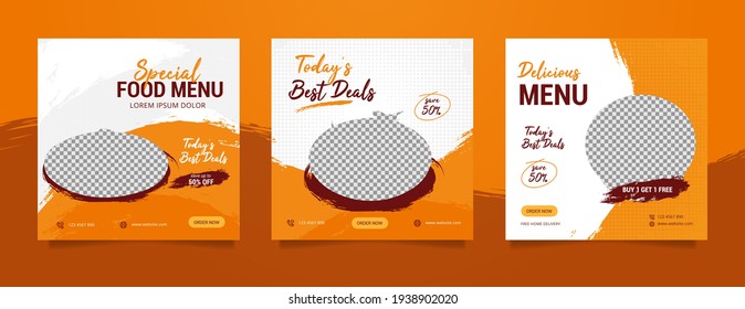 Food social media post and promotion banner design template