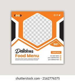 Food social media post and promotion or discount banner design template