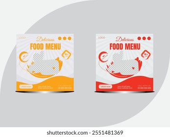 Food social media post and promotion banner design template. social media instagram post template. Suitable for Social Media Post Restaurant and culinary Promotion.